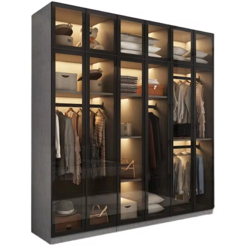 Luxurious Glass Wardrobe: Customized Light Luxury Bedroom Furniture