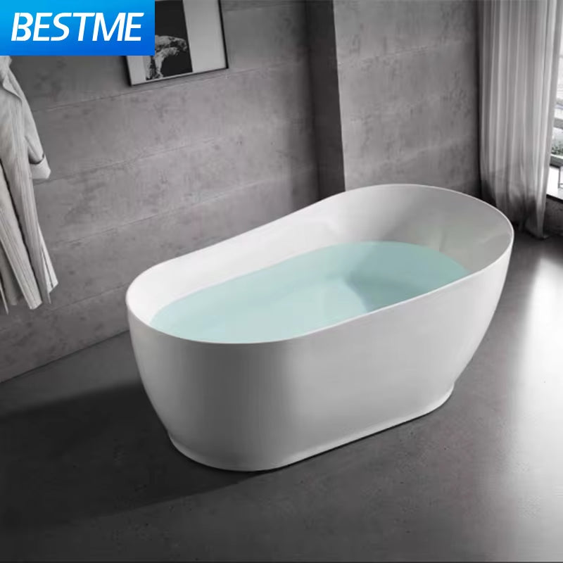 "Modern White Boat Shape Acrylic Freestanding Spa Bathtub"