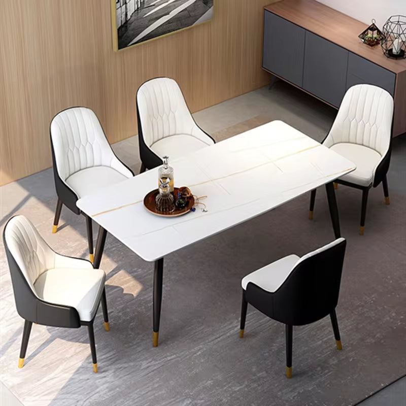 "Modern Nordic Marble Dining Table Set for 6 with Telescopic Feature"