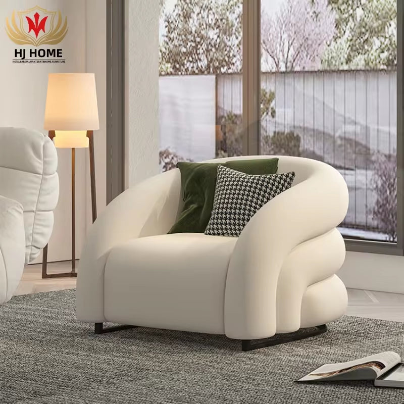 "Nordic White Lamb Wool Accent Chairs - Modern Design for Living Room, Bedroom, and Reading Room"