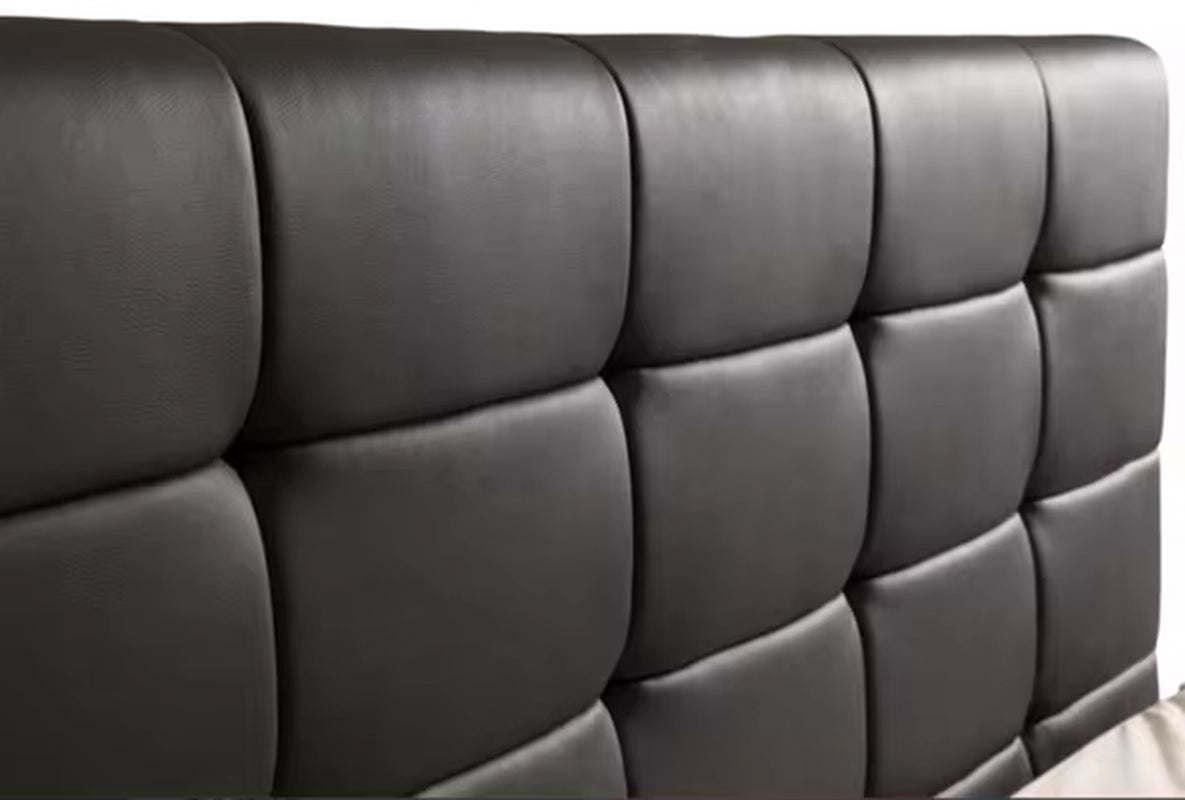 Deluxe Upholstered Queen Size Platform Bed Frame with Curved Headboard and Wood Slat Support