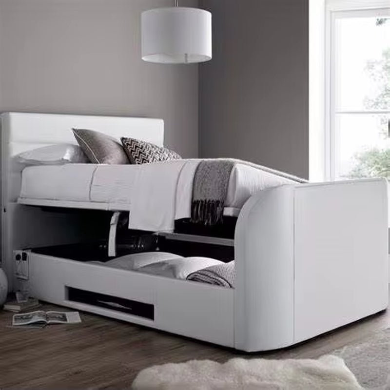 Luxurious King Size Smart Bed with TV, Fireplace, and Remote Control