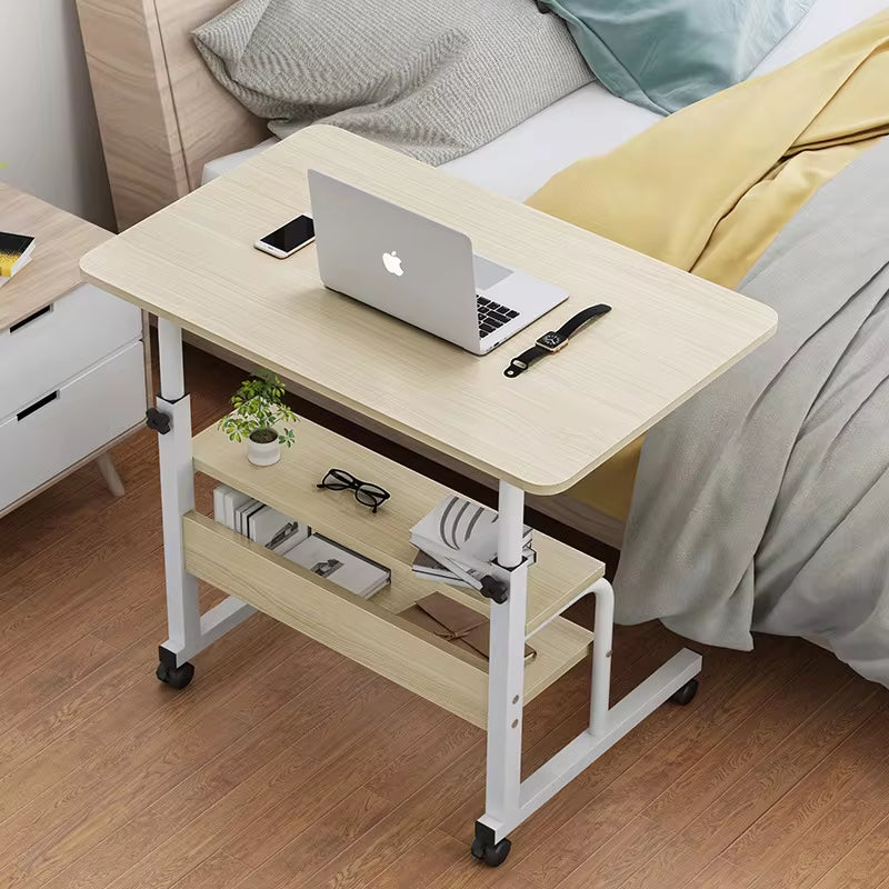Height Adjustable White Student Study Desk with Mobile Wheels