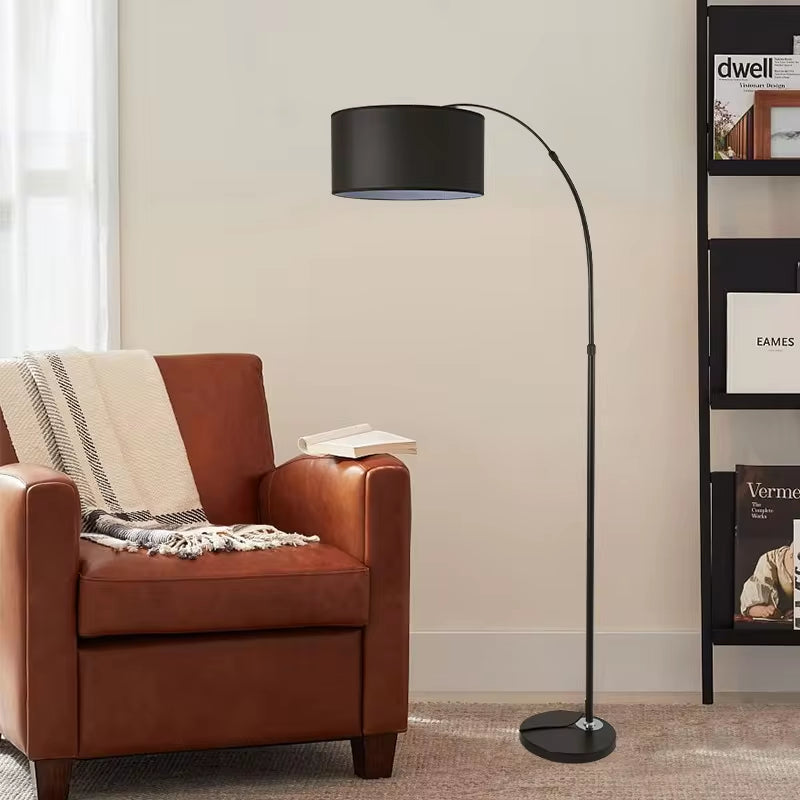 Floor Light Standing Lamp Modern Simple Floor Lamp Classic Curved Bedroom Living Room Marble Base Bright Standing Light