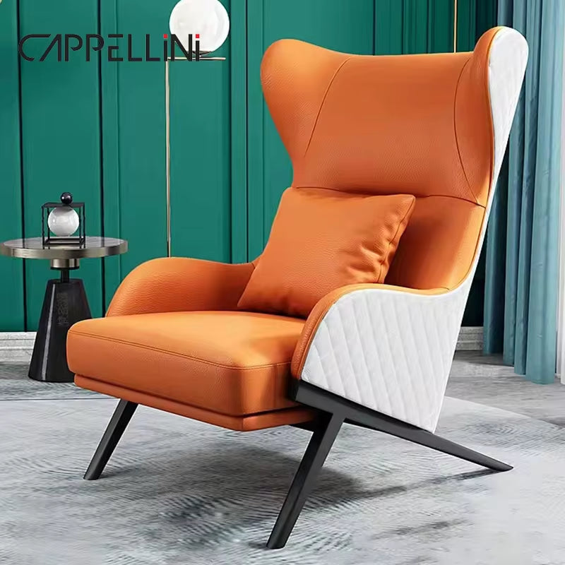Luxury High Back Leather Accent Chair for Modern Living Rooms
