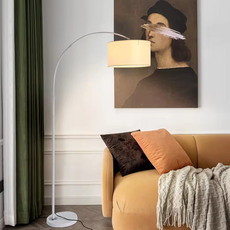 Floor Light Standing Lamp Modern Simple Floor Lamp Classic Curved Bedroom Living Room Marble Base Bright Standing Light