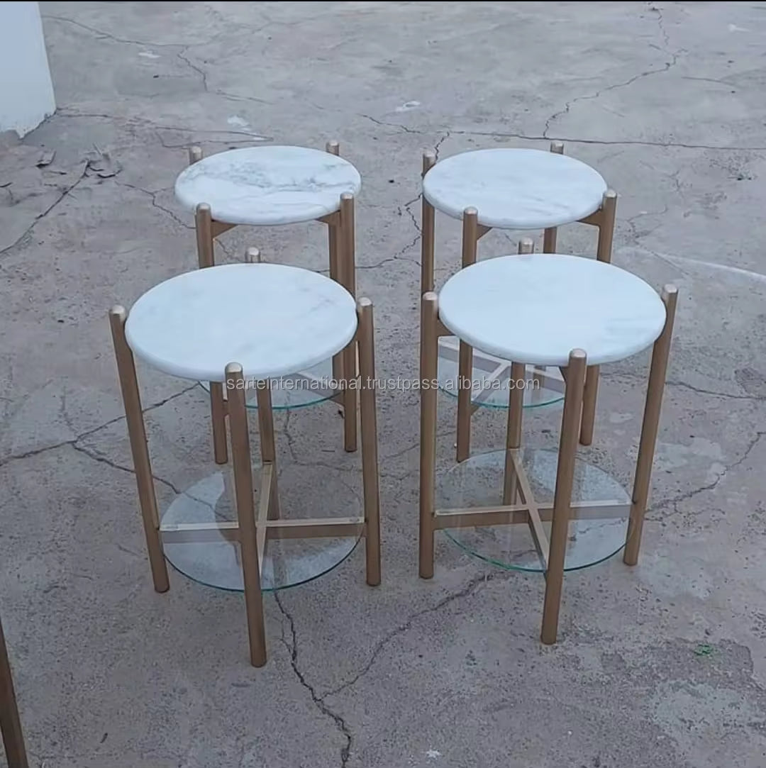 Luxurious Gold Metal Marble Pattern Coffee Table