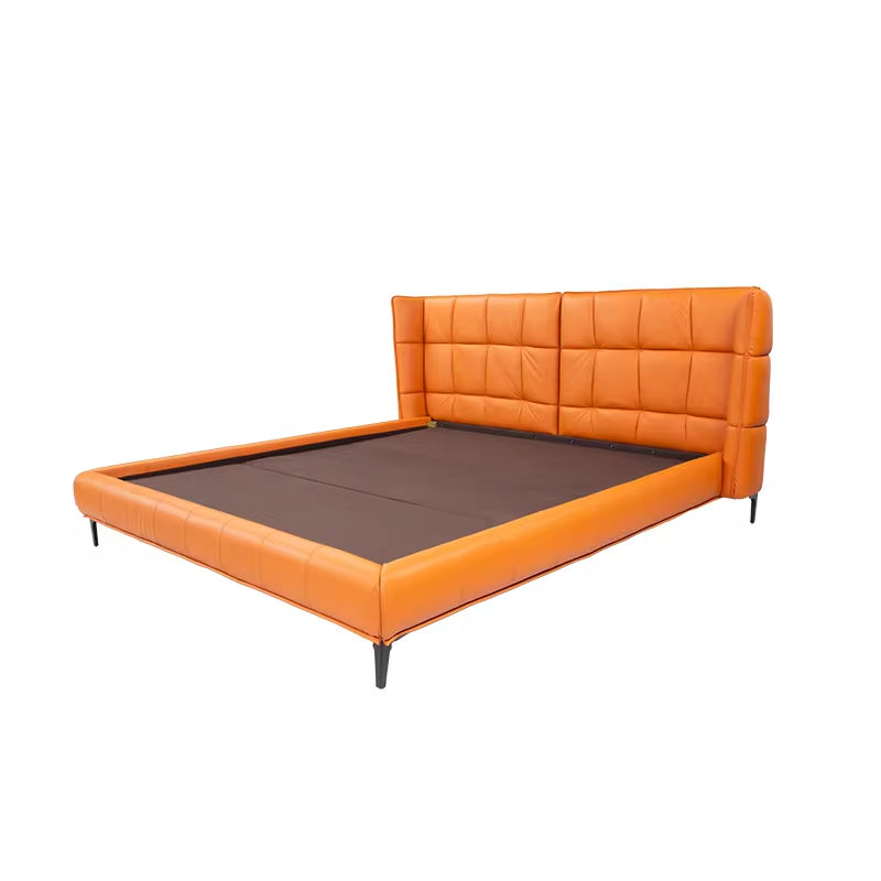 Modern Bedroom Furniture Bedroom Furniture Set Orange Leather King Size Led Beds