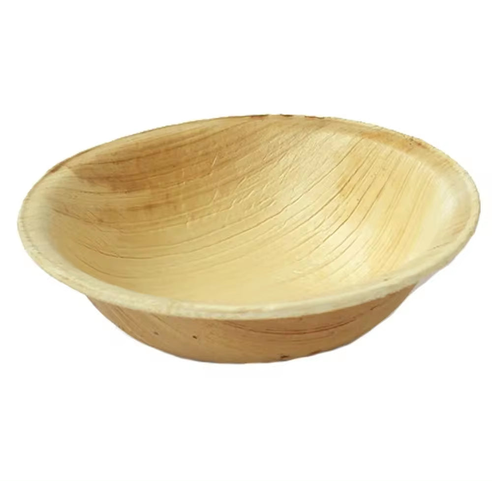 Disposable Natural Areca Palm Leaf 5 Inch Bowl round Shaped and Palm Leaf Tableware