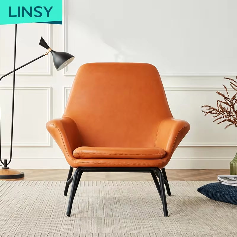 Nordic Luxury Leather Armchair Set with Ottoman