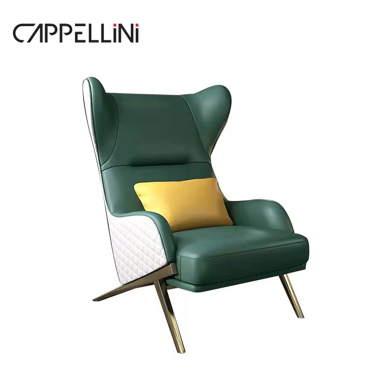 Luxury High Back Leather Accent Chair for Modern Living Rooms