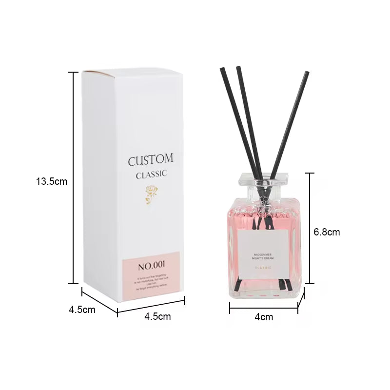 Luxury Aroma Reed Diffuser Set for Home - Custom Glass Bottle Perfume & Essential Oil Fragrance