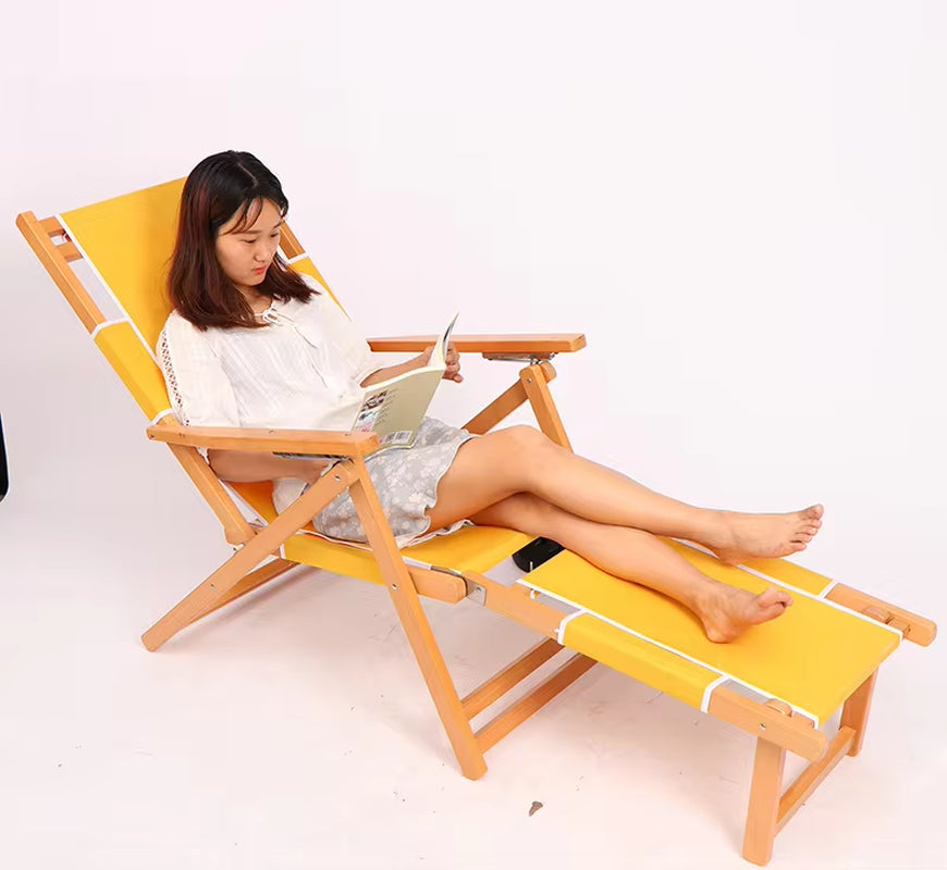Tommy Beach Chair: Durable Wooden Outdoor Recliner for Camping and Picnics
