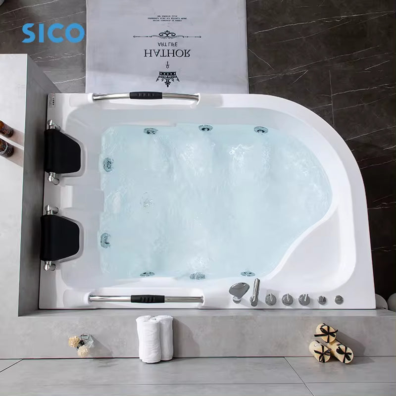 Luxurious European Style Jacuzzi Massage Bathtub with Waterfall and Air Massage - Affordable Acrylic Whirlpool Tub