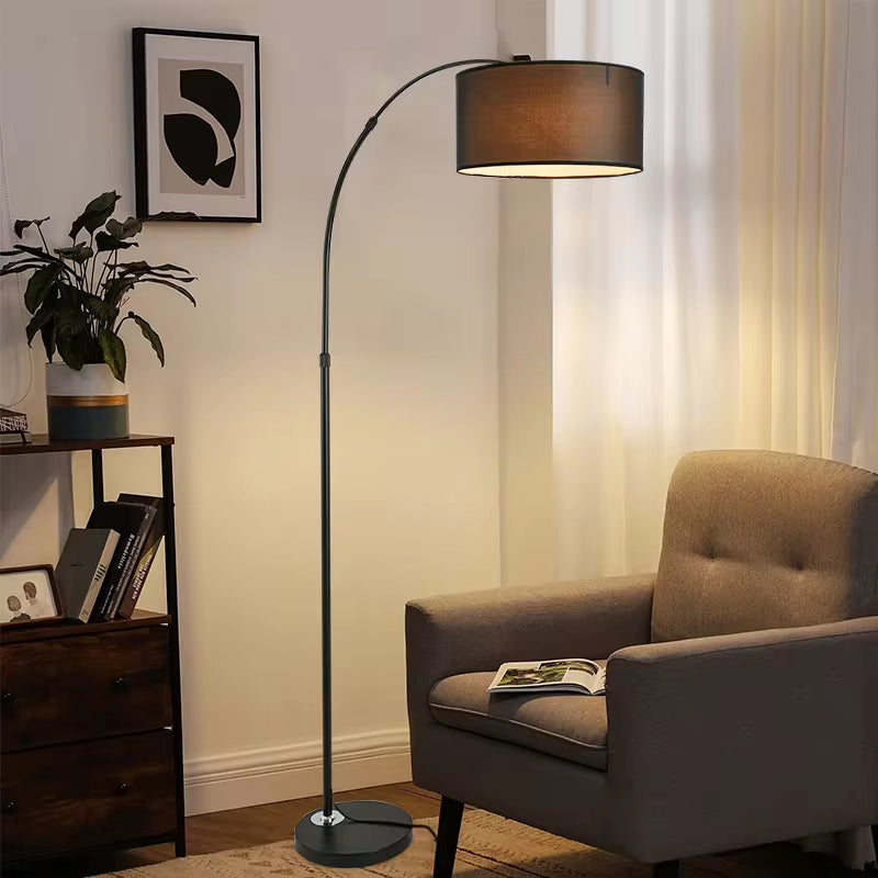 Floor Light Standing Lamp Modern Simple Floor Lamp Classic Curved Bedroom Living Room Marble Base Bright Standing Light