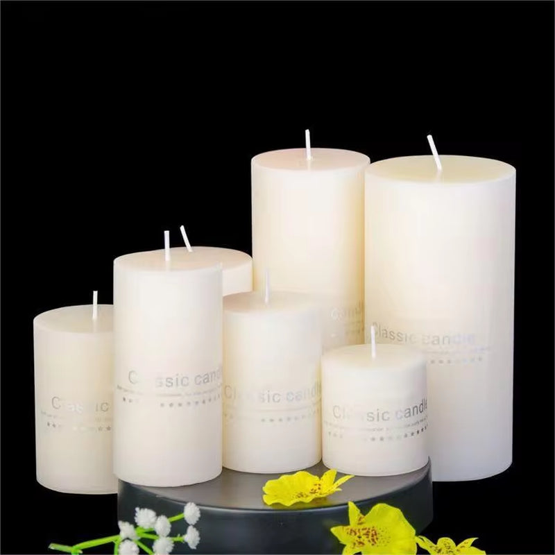 Ivory White Flickering Large Pillar Candles for Tabletop Decor