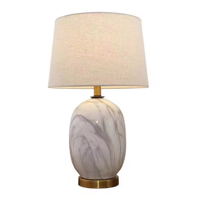 "European Chic White Ceramic Desk Lamp for Home and Hotel Decor"