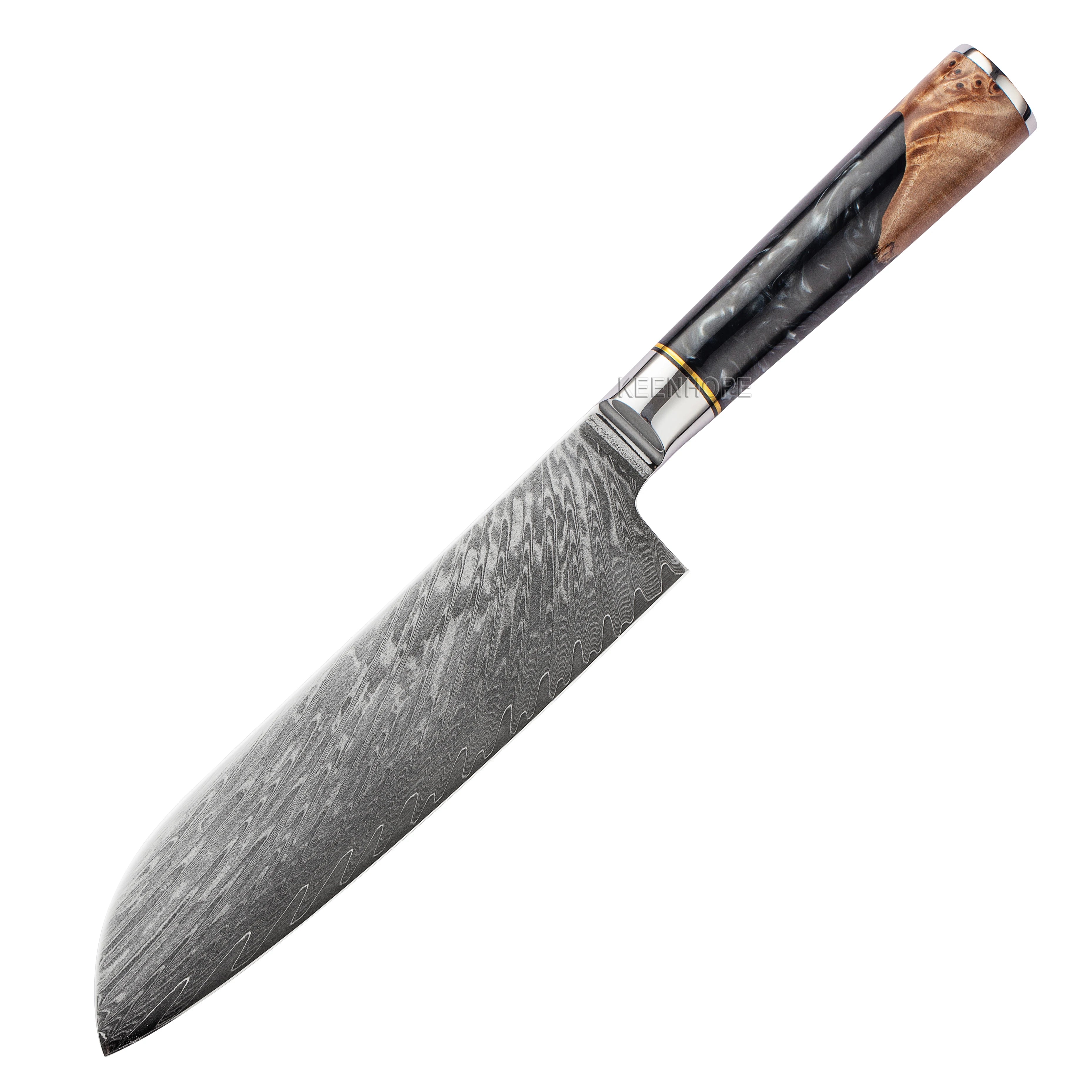 "Premium 9-Piece Damascus Chef Knife Set with Exotic Wood Handles"