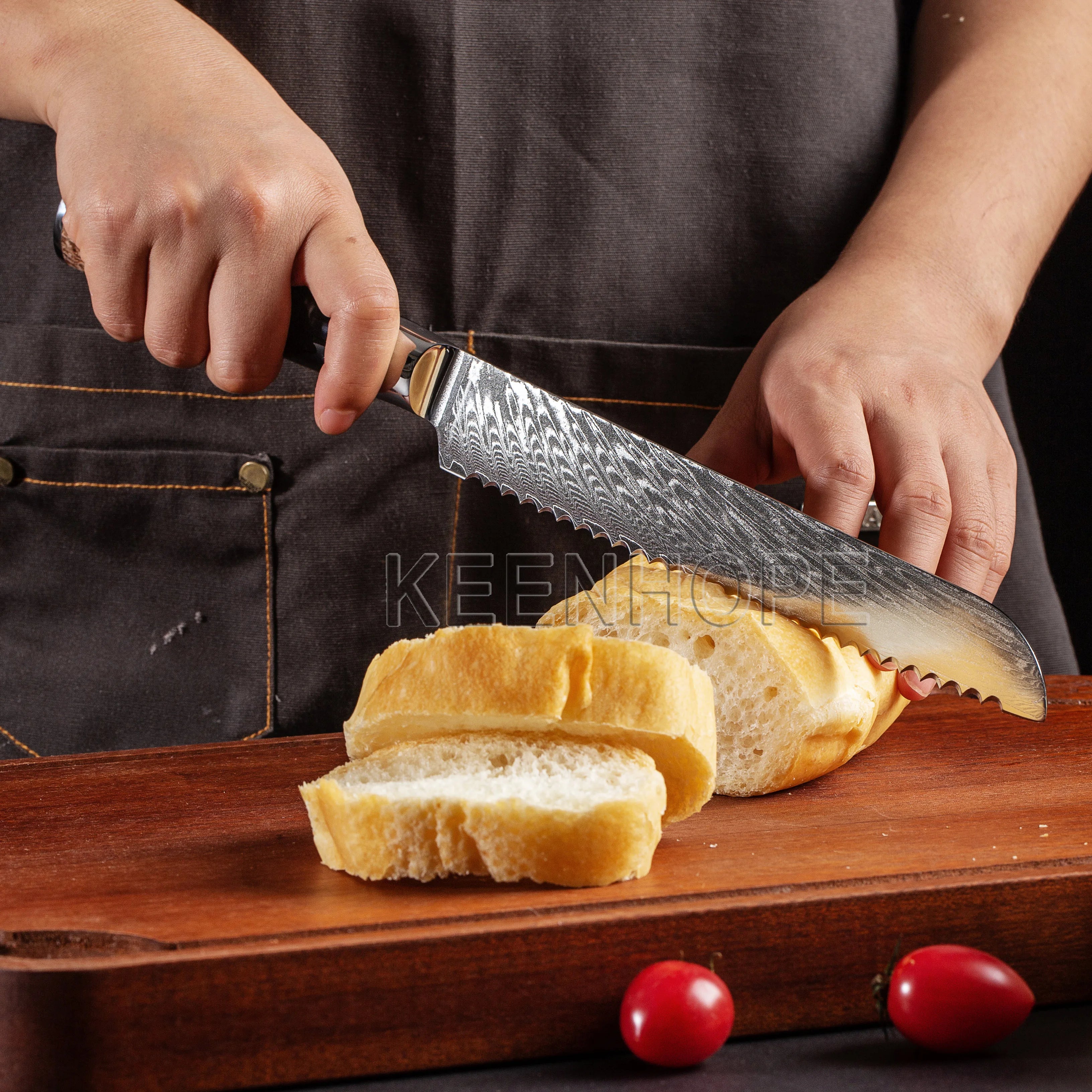 "Premium 9-Piece Damascus Chef Knife Set with Exotic Wood Handles"