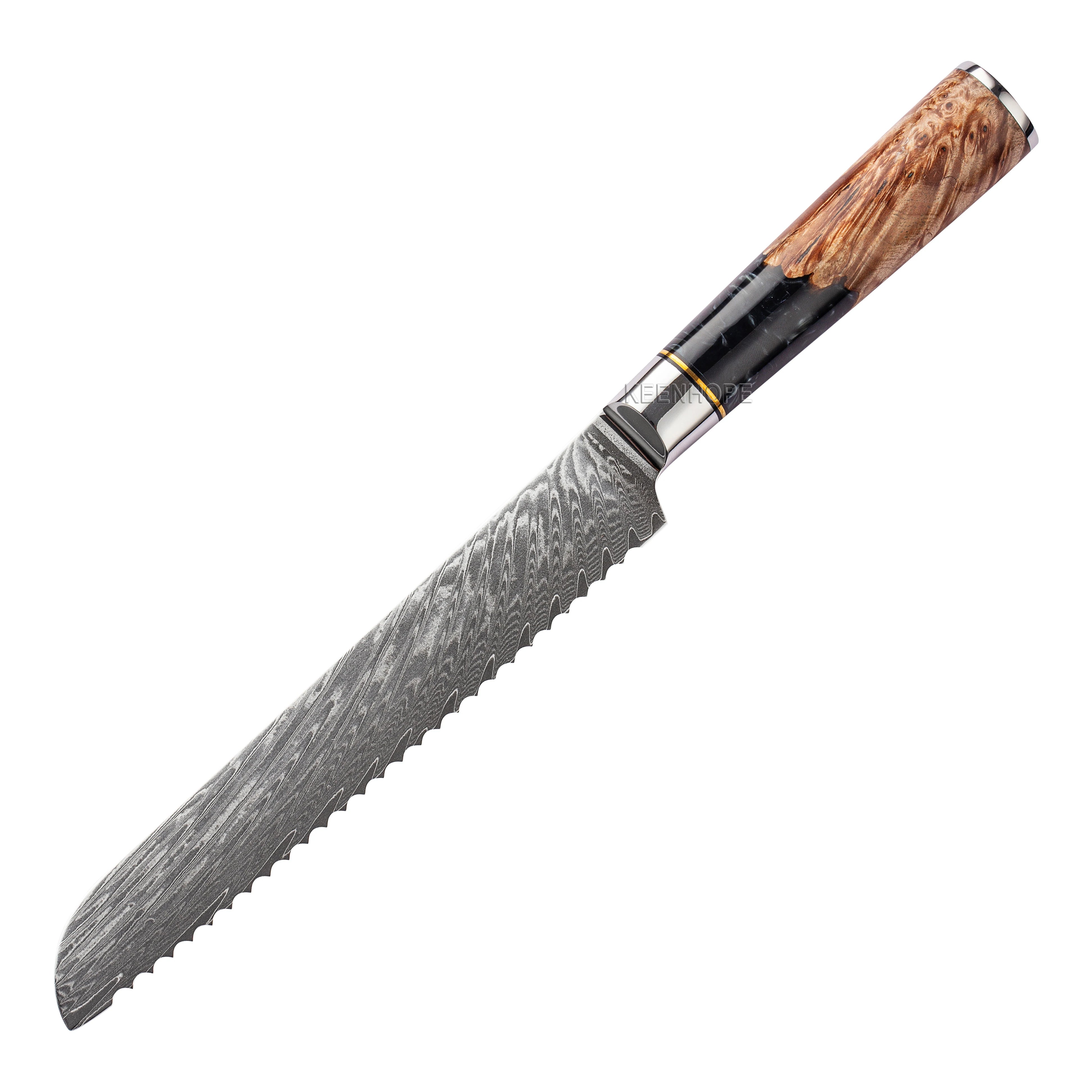 "Premium 9-Piece Damascus Chef Knife Set with Exotic Wood Handles"