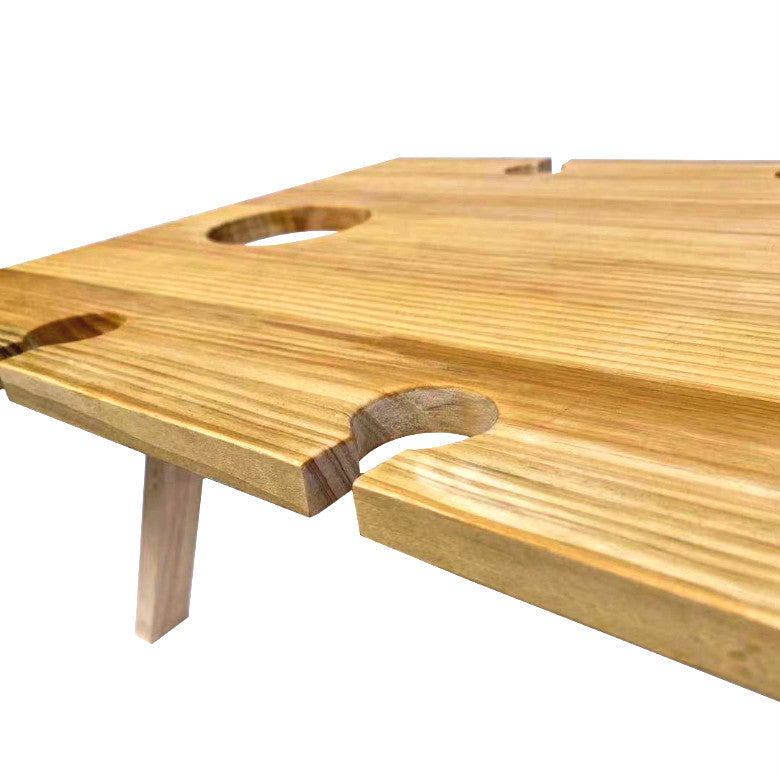 Outdoor Folding Wine Table Picnic Stand Wooden Square Red Wine Table