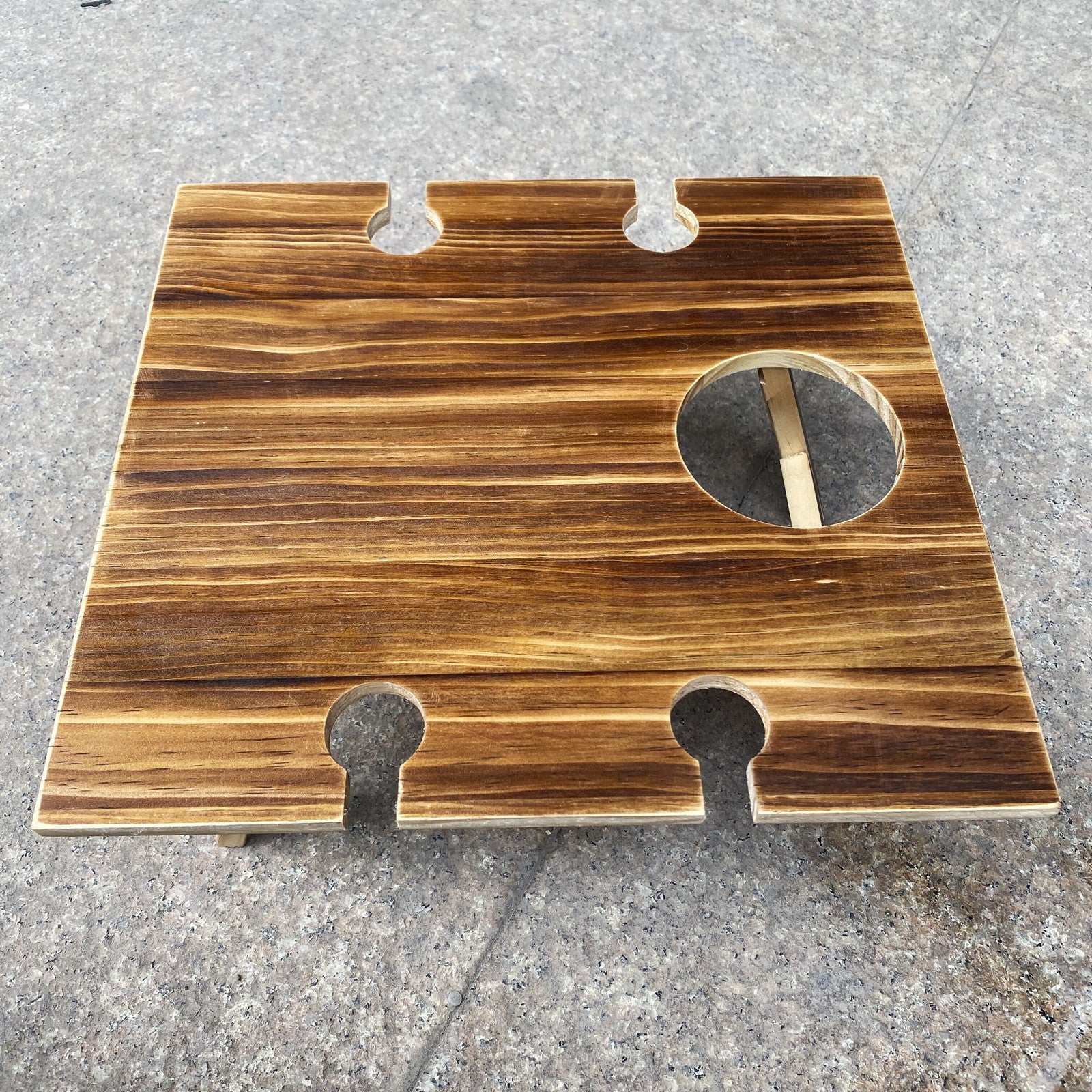 Outdoor Folding Wine Table Picnic Stand Wooden Square Red Wine Table