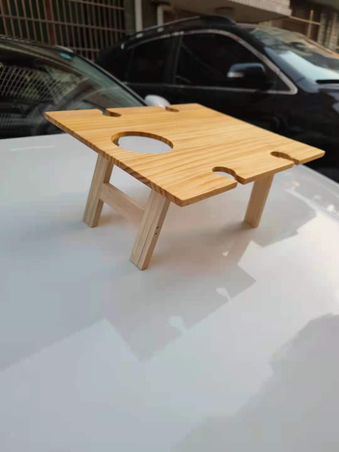 Outdoor Folding Wine Table Picnic Stand Wooden Square Red Wine Table