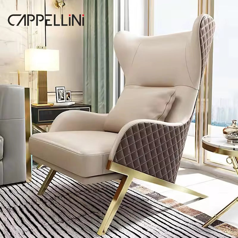 Luxury High Back Leather Accent Chair for Modern Living Rooms