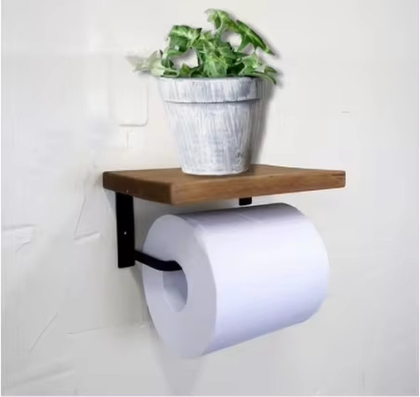 Rustic Wooden Bathroom Organizer with Shelf