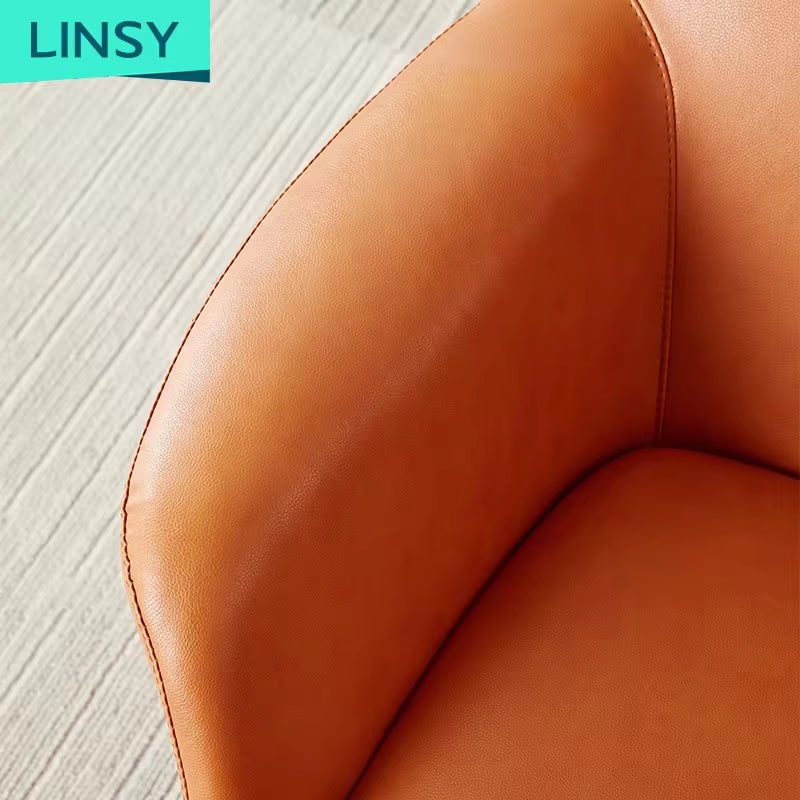 Nordic Luxury Leather Armchair Set with Ottoman