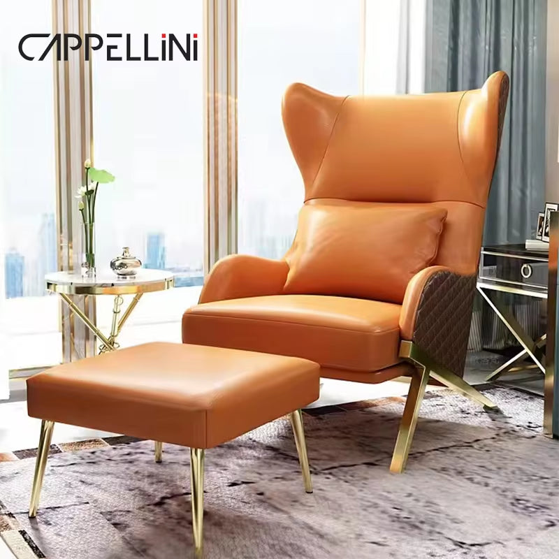 Luxury High Back Leather Accent Chair for Modern Living Rooms