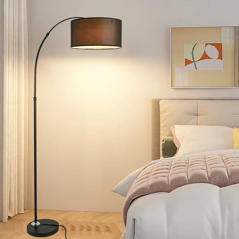 Floor Light Standing Lamp Modern Simple Floor Lamp Classic Curved Bedroom Living Room Marble Base Bright Standing Light
