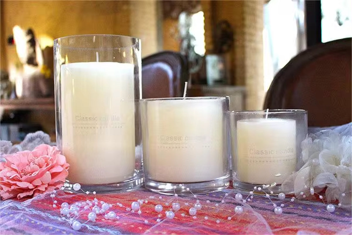 Ivory White Flickering Large Pillar Candles for Tabletop Decor