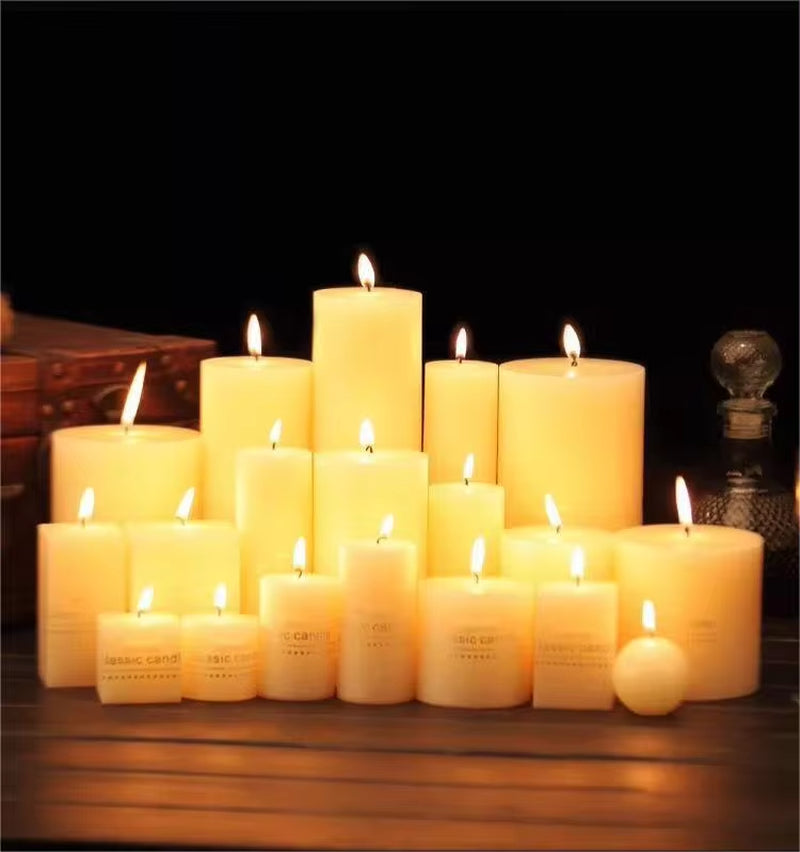 Ivory White Flickering Large Pillar Candles for Tabletop Decor