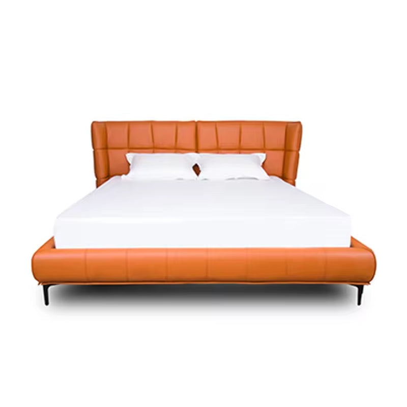 Modern Bedroom Furniture Bedroom Furniture Set Orange Leather King Size Led Beds
