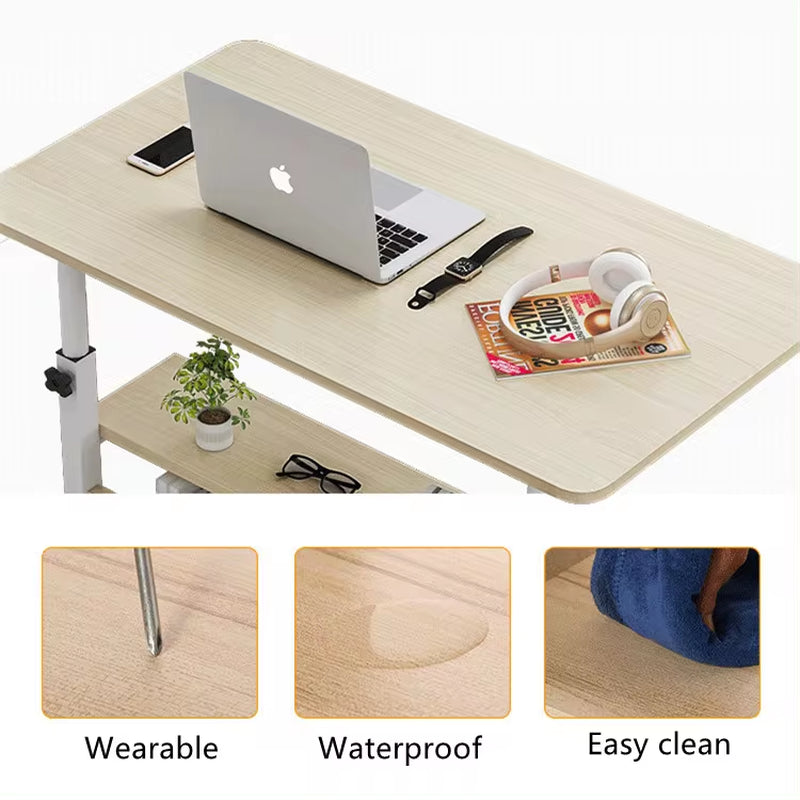 Height Adjustable White Student Study Desk with Mobile Wheels