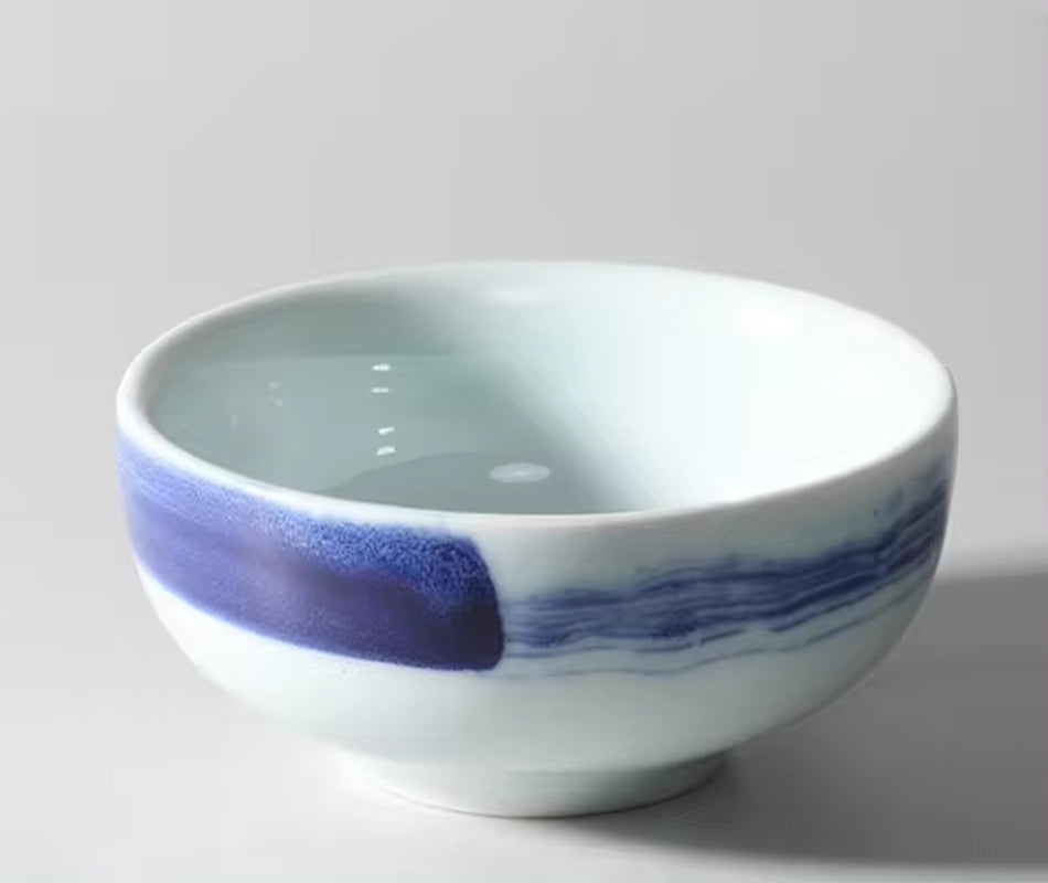 Hand-Painted Blue and White Ceramic Deep Plate - Eco-Friendly Tableware