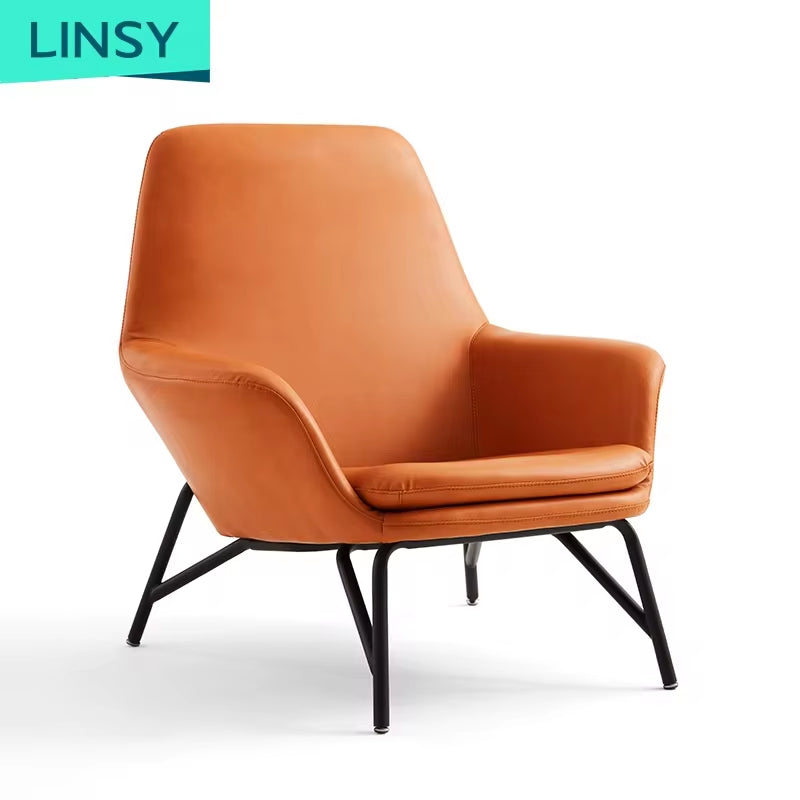 Nordic Luxury Leather Armchair Set with Ottoman