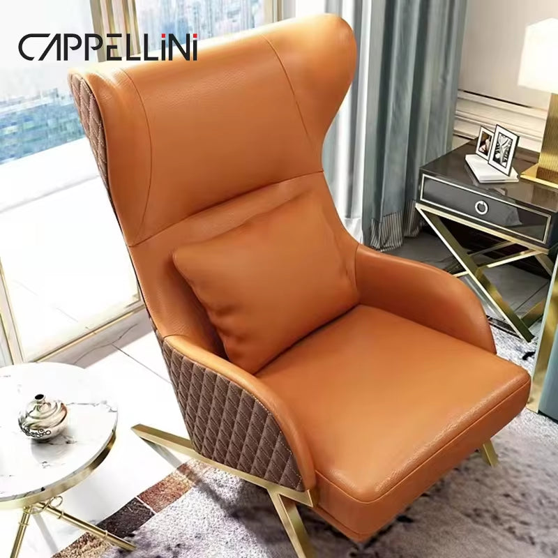 Luxury High Back Leather Accent Chair for Modern Living Rooms