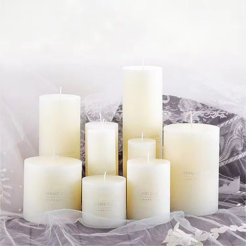 Ivory White Flickering Large Pillar Candles for Tabletop Decor