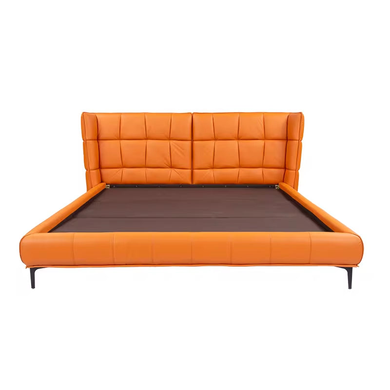 Modern Bedroom Furniture Bedroom Furniture Set Orange Leather King Size Led Beds