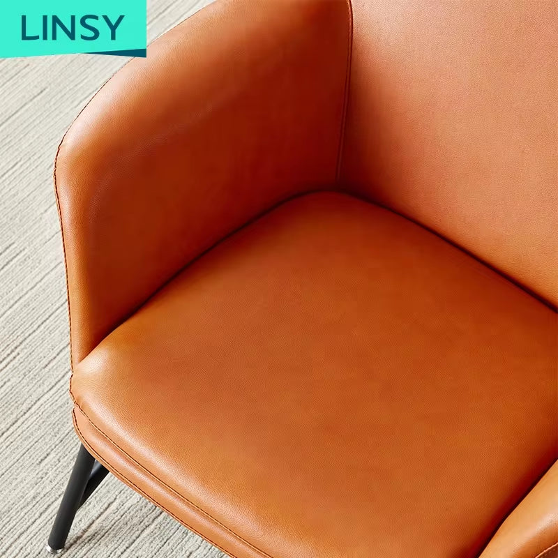 Nordic Luxury Leather Armchair Set with Ottoman