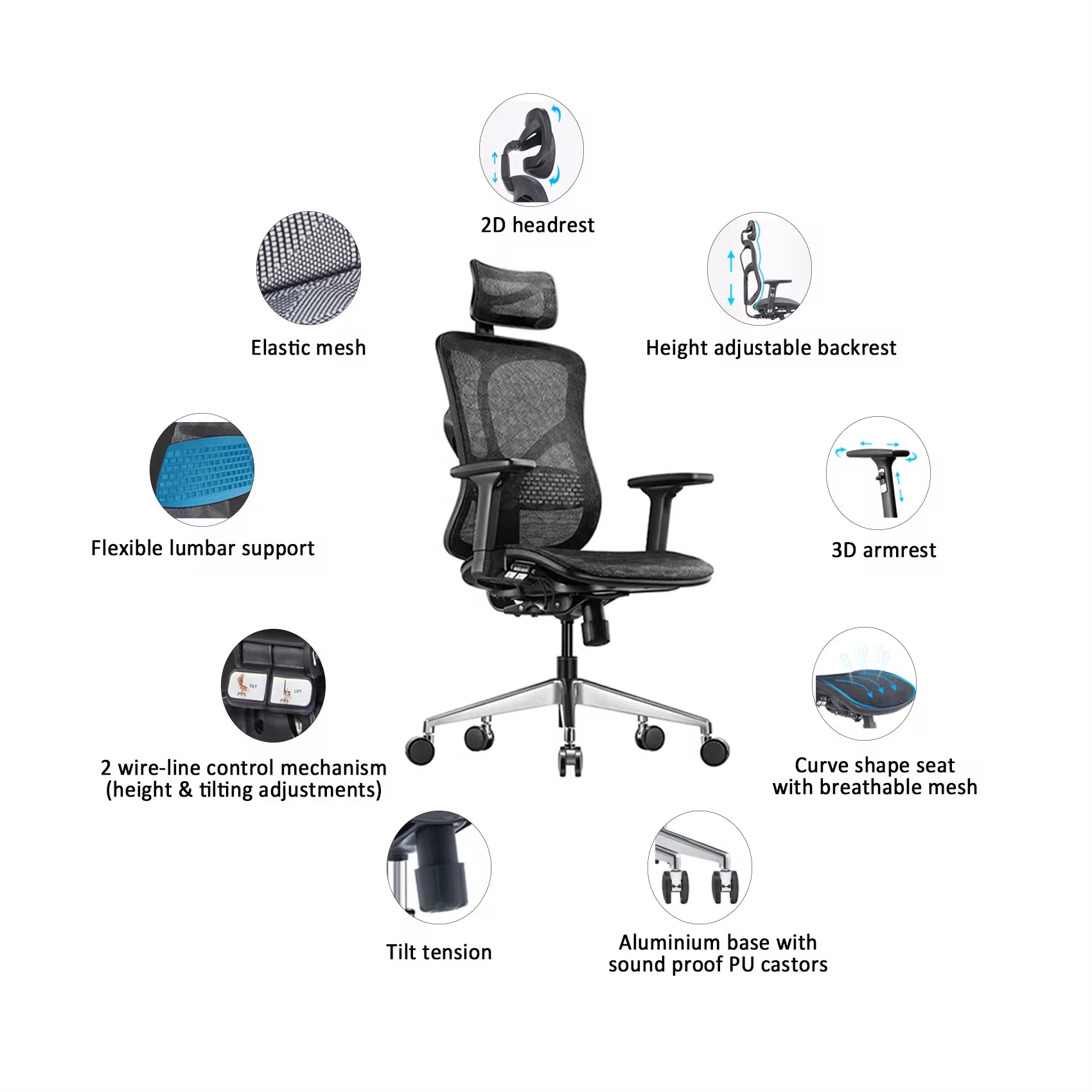 Executive Office Desk Chair with BIFMA Quality and Ergonomic Design