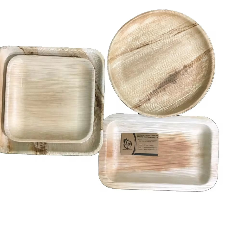 Vietnam Natural Areca Palm Leaf Disposable Dishes - Biodegradable Dinnerware for Kitchen