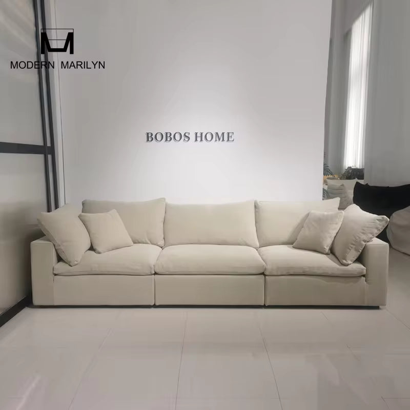 Cream Linen Cloud Modular L-Shaped Sofa: Soft, Durable, Modern Design