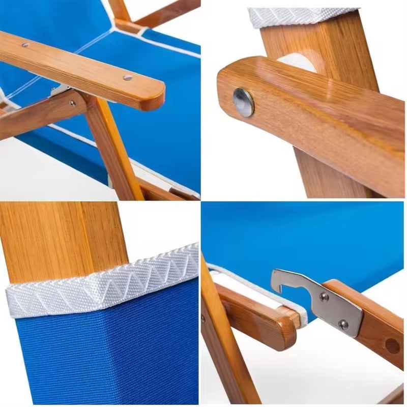 Tommy Beach Chair: Durable Wooden Outdoor Recliner for Camping and Picnics