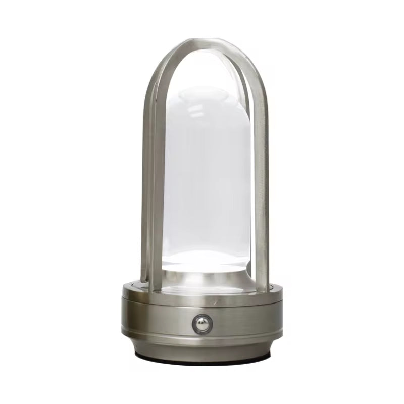 Nordic Led Rechargeable Dimmable Cordless Dinner Aluminum Battery Crystal Lantern Table Lamp Outdoor Restaurant Decor
