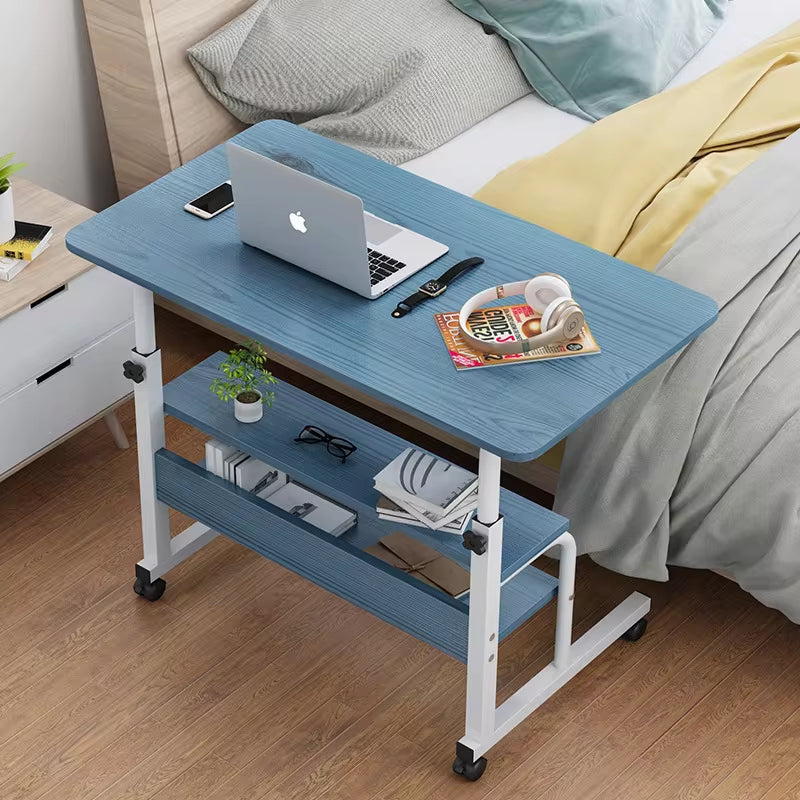 Height Adjustable White Student Study Desk with Mobile Wheels